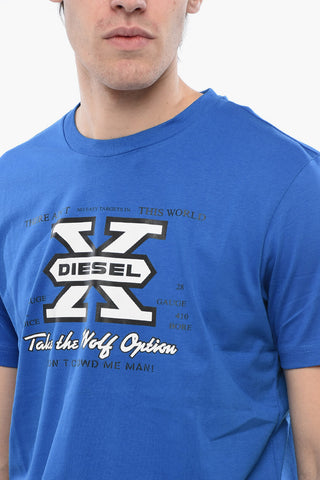 Cotton Crew-neck T-DIEGOR-K48 T-shirt with Frontal Print