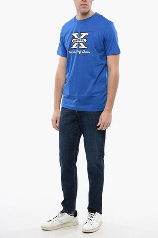 Cotton Crew-neck T-DIEGOR-K48 T-shirt with Frontal Print