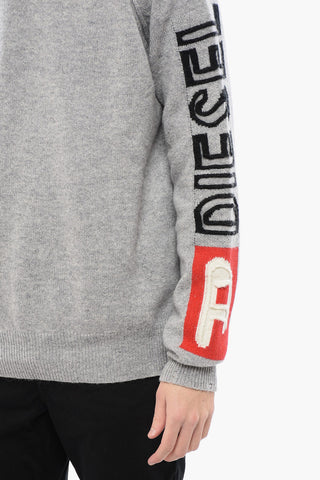 RED TAG Wool K-SARIA Crew-neck Sweater with Embossed Logo