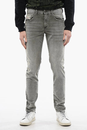 Slim Fit-Hose 2019 D-STRUKT aus geripptem Velours, niedrige Bundhöhe