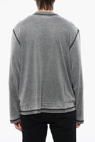 RED TAG Burn-Out Wash Long Sleeved T-CRANE-LS-L1 Crew-neck T-Shirt