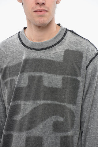 RED TAG Burn-Out Wash Long Sleeved T-CRANE-LS-L1 Crew-neck T-Shirt
