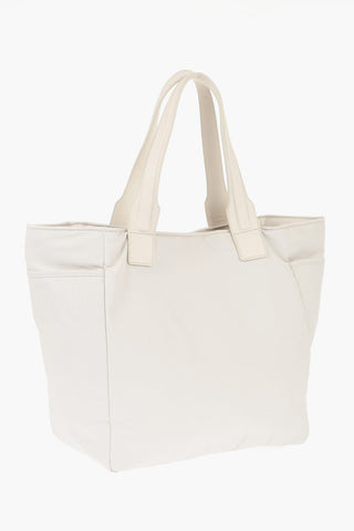 Nylon Maxi Shoulder Bag with Textured Leather Detail