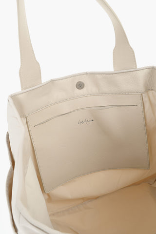 Nylon Maxi Shoulder Bag with Textured Leather Detail