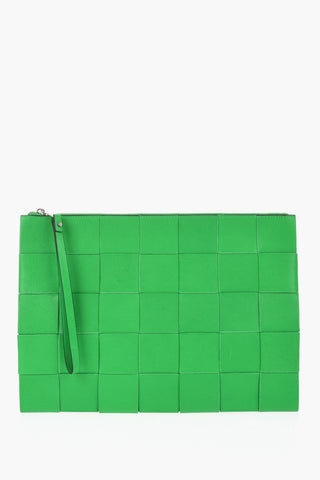 Braided Leather Maxi Clutch Bag