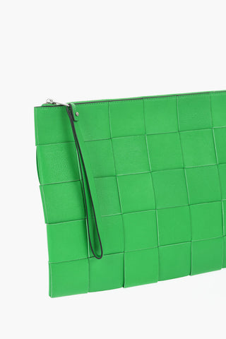 Braided Leather Maxi Clutch Bag