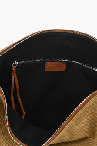 Cotton Maxi Shoulder Bag with Leather Trims