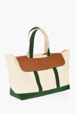 Borsa Tote in Canvas con Dettaglio Logato