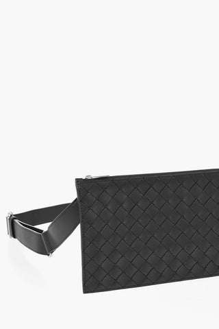Braided Leather Bum Bag with Zip Closure