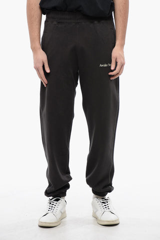 Brushed Cotton Joggers With Embroidered Logo