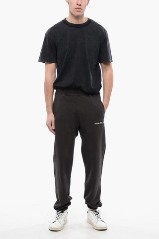 Brushed Cotton Joggers With Embroidered Logo