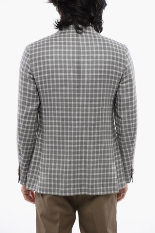 Blazer aus Leinenmischung mit Karomuster