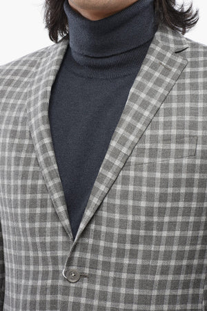 Blazer aus Leinenmischung mit Karomuster