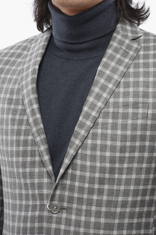 Blazer aus Leinenmischung mit Karomuster