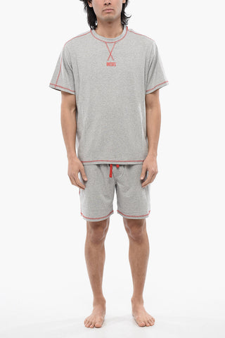 RED TAG Stretch Cotton UMSET-WILORT Short Pyjamas Set with Visible Stitching