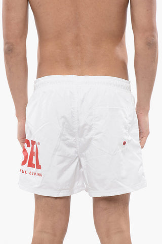 Solid Color BMBX-NICO Swim Shorts with Contrasting Logo