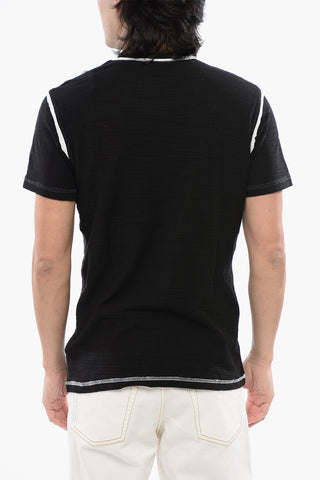 RED TAG Slub Cotton T-Shirt T-DIEGOR-V-RAW with Cracked Effect Print