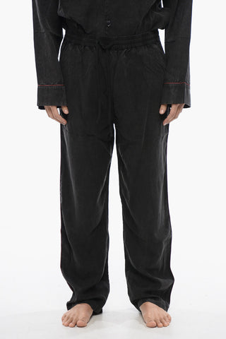 Faded Effect Solid Color UMSET-LOOMY Long Pyjamas Set with Contrasting Edges