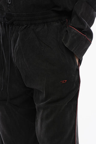 Faded Effect Solid Color UMSET-LOOMY Long Pyjamas Set with Contrasting Edges