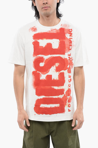 Lightweight Cotton T-JUST-E16 Crew-neck T-Shirt with Bleed-Through Logo Effect