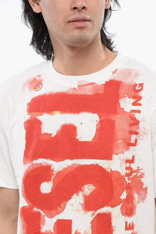 Lightweight Cotton T-JUST-E16 Crew-neck T-Shirt with Bleed-Through Logo Effect