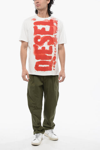 Lightweight Cotton T-JUST-E16 Crew-neck T-Shirt with Bleed-Through Logo Effect