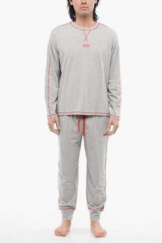 RED TAG Stretch Cotton Long Pajama Set UMSET-WILLONG with Topstitching