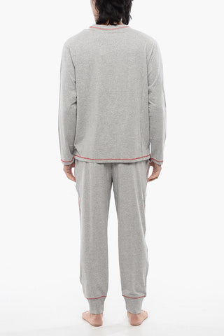 RED TAG Stretch Cotton Long Pajama Set UMSET-WILLONG with Topstitching