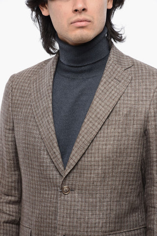 Gun Club Check Single Breasted Linen Blazer