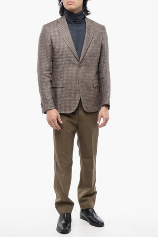 Gun Club Check Single Breasted Linen Blazer