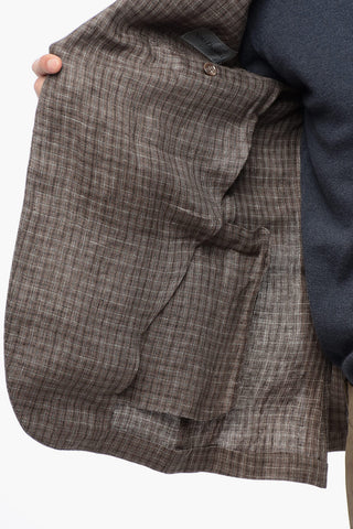 Gun Club Check Single Breasted Linen Blazer