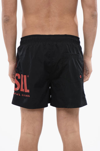 Solid Color BMBX-NICO Swim Shorts with Contrasting Logo