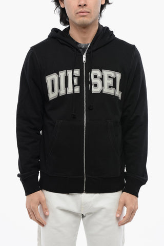RED TAG Felpa S-GINN-HOOD-ZIP-K12 in Misto Cotone con Stampa a Contrasto