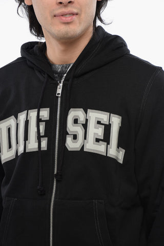 RED TAG Felpa S-GINN-HOOD-ZIP-K12 in Misto Cotone con Stampa a Contrasto