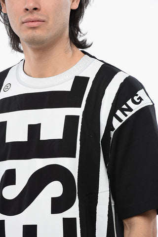 RED TAG Two-Tone T-NABEL-M5 Crew-neck T-Shirt with Contrasting Maxi Logo
