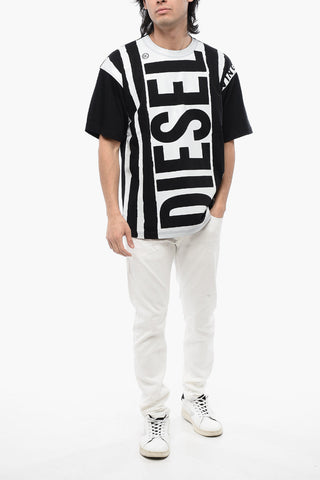 RED TAG Two-Tone T-NABEL-M5 Crew-neck T-Shirt with Contrasting Maxi Logo