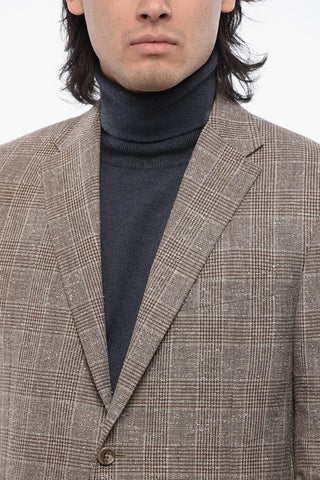 린넨 혼방 체크 블레이저