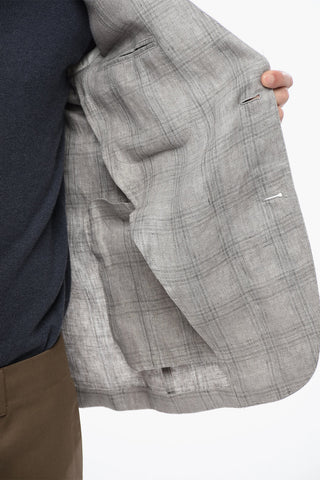 Wool-Blend Checked Blazer