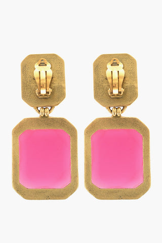 Golden Effect Brass Clip-On Earrings with Resin Finish