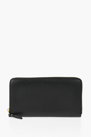 Leather Wallet with Golden-Effect Closure