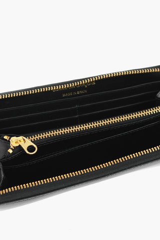 Leather Wallet with Golden-Effect Closure