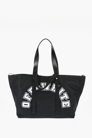 Perforated Fabric Tote bag with Leather Details