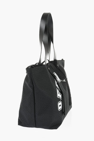 Perforated Fabric Tote bag with Leather Details