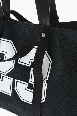 Perforated Fabric Tote bag with Leather Details