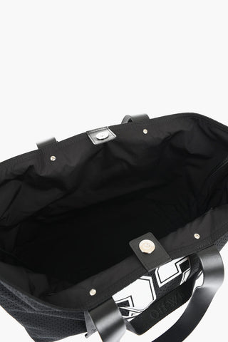 Perforated Fabric Tote bag with Leather Details