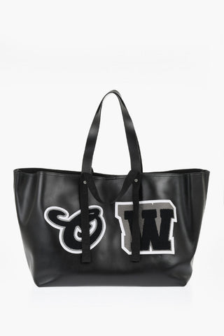 Leather DAY OFF VARSITY Weekend Bag with Contrasting Patches
