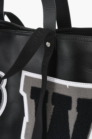 Leather DAY OFF VARSITY Weekend Bag with Contrasting Patches