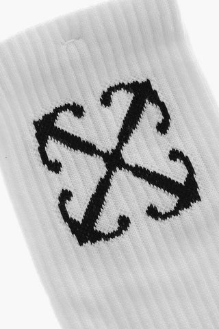 Calzini Lunghi a Costine con Logo a Contrasto