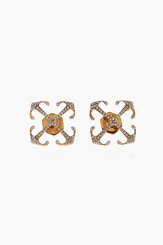 Rhinestone Embellishment Brass MINI ARROW Earrings