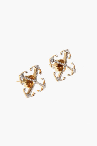 Rhinestone Embellishment Brass MINI ARROW Earrings